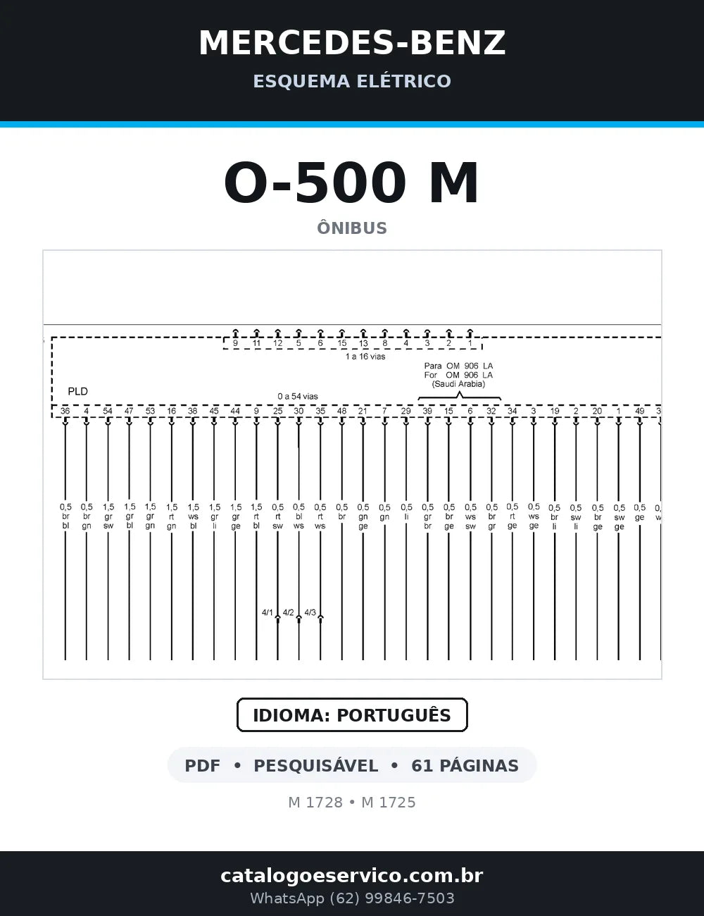 Capa do esquema elétrico Mercedes-Benz O-500 M em PDF — M 1728, M 1725