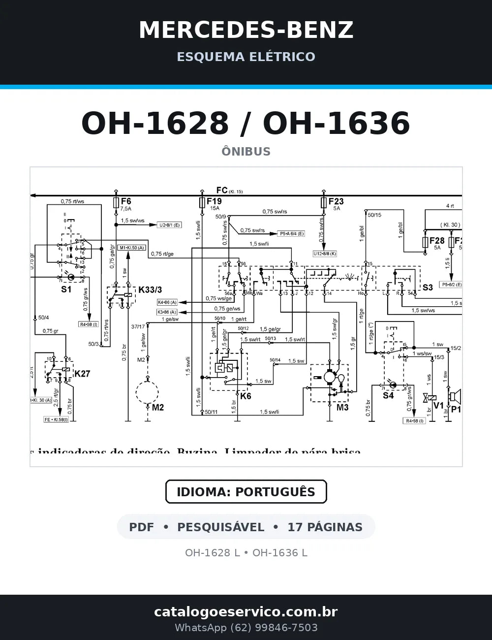 Capa do esquema elétrico Mercedes-Benz OH-1628/OH-1636 em PDF — OH-1628 L, OH-1636 L