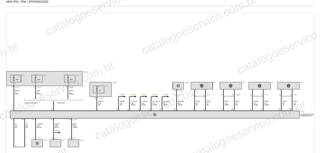 Exemplo de diagrama do Esquema Elétrico MINI R55 / R56 — página 4