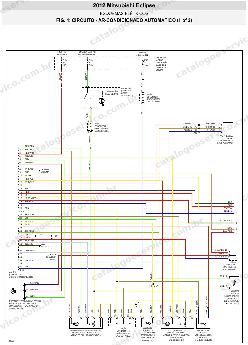 Diagrama elétrico Mitsubishi Eclipse 2012 — ar-condicionado