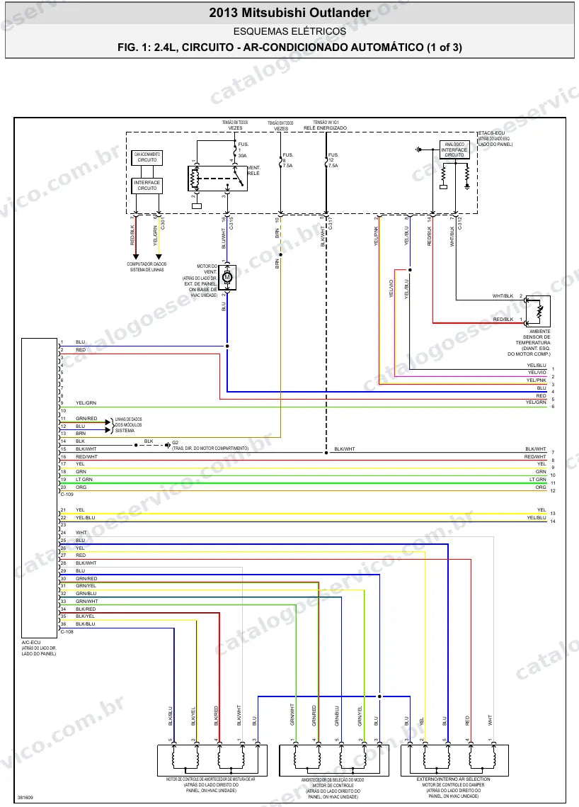 Diagrama elétrico Mitsubishi Outlander 2013 — ar-condicionado
