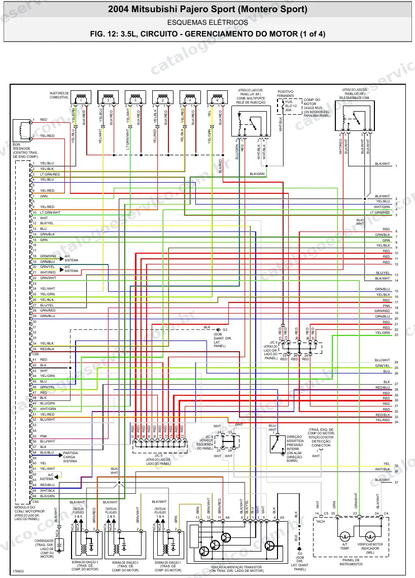 Diagrama elétrico Mitsubishi Pajero Sport 2004 — injeção eletrônica