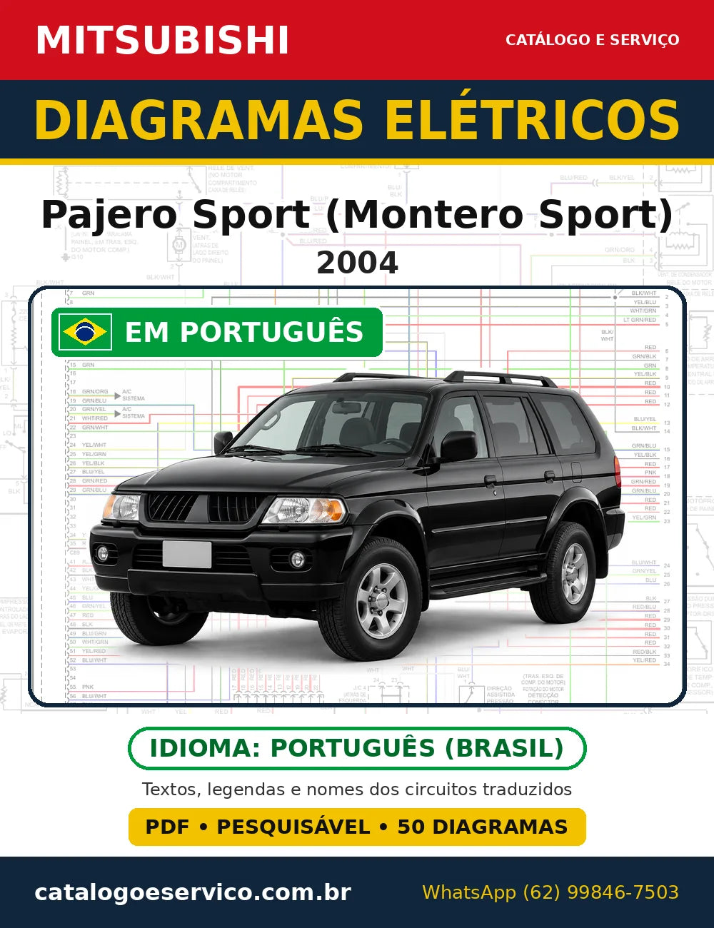 Capa do esquema elétrico Mitsubishi Pajero Sport 2004 em PDF