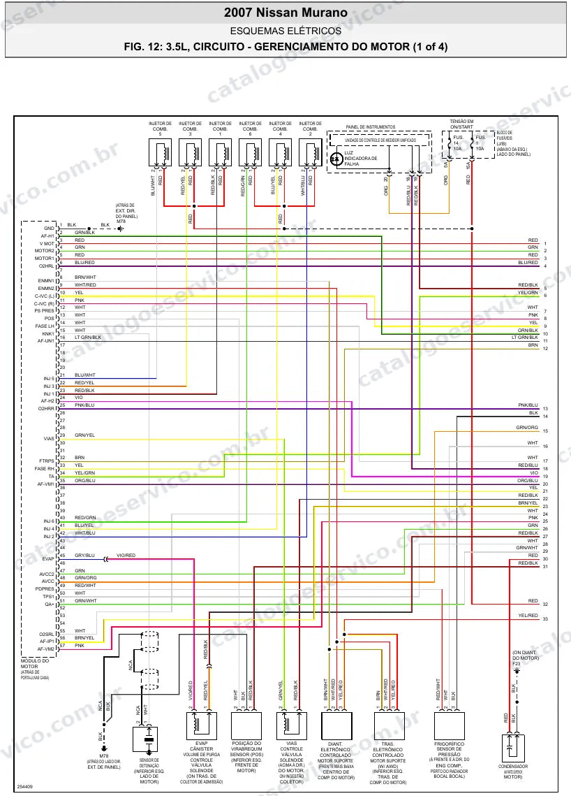 Diagrama elétrico Nissan Murano 2007 — injeção eletrônica