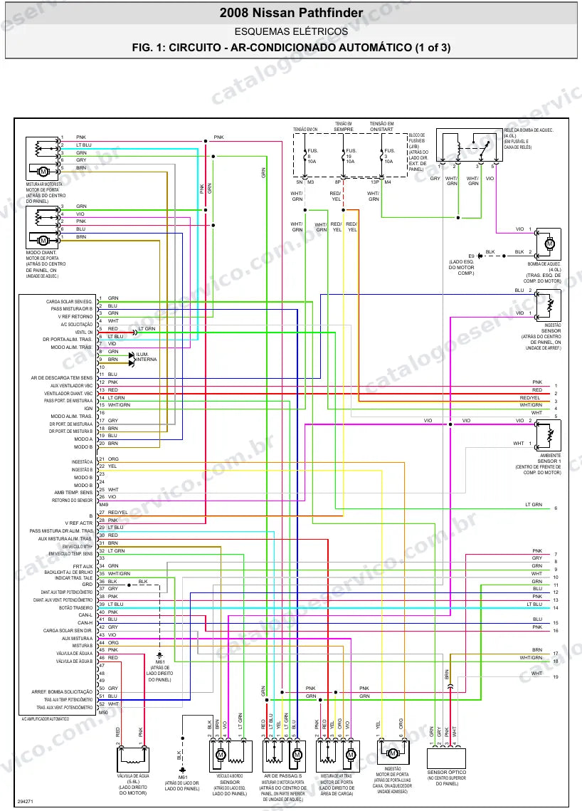 Diagrama elétrico Nissan Pathfinder 2008 — ar-condicionado