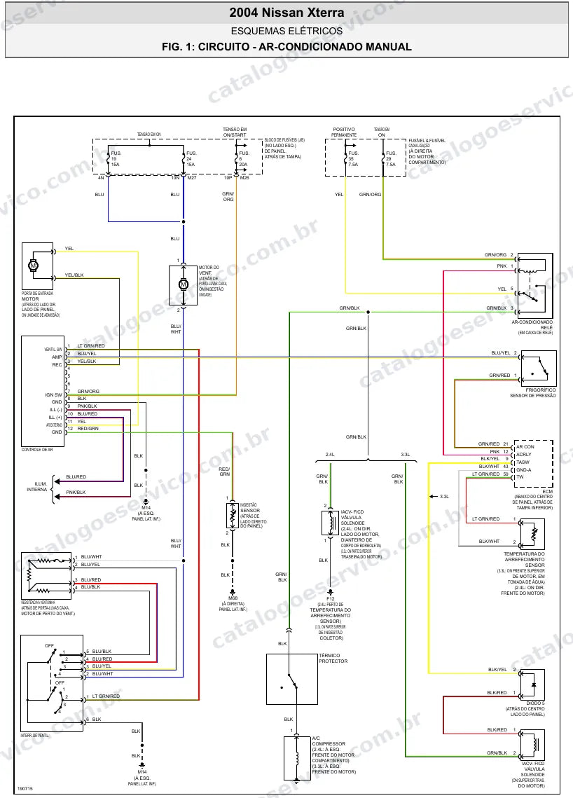 Diagrama elétrico Nissan Xterra 2004 — ar-condicionado