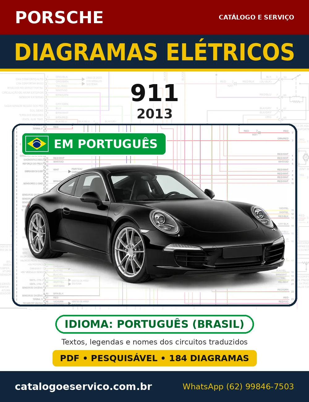 Capa do esquema elétrico Porsche 911 2013 em PDF