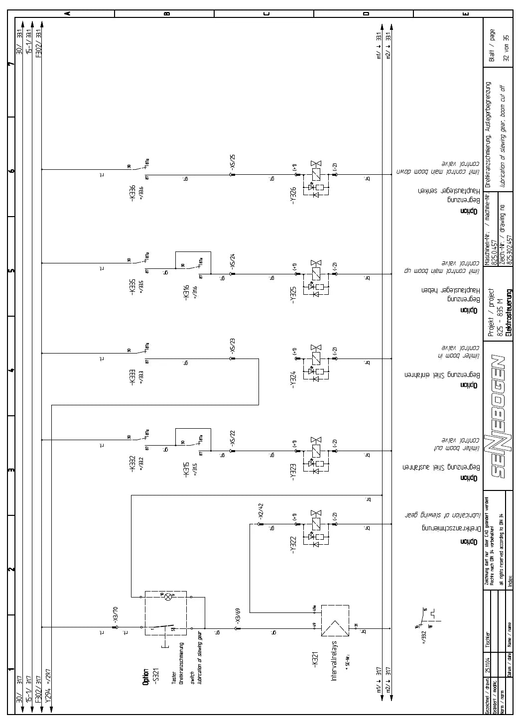 Esquema Elétrico Sennebogen 825 (máquina 825.0.457) — amostra 4 de página interna do documento