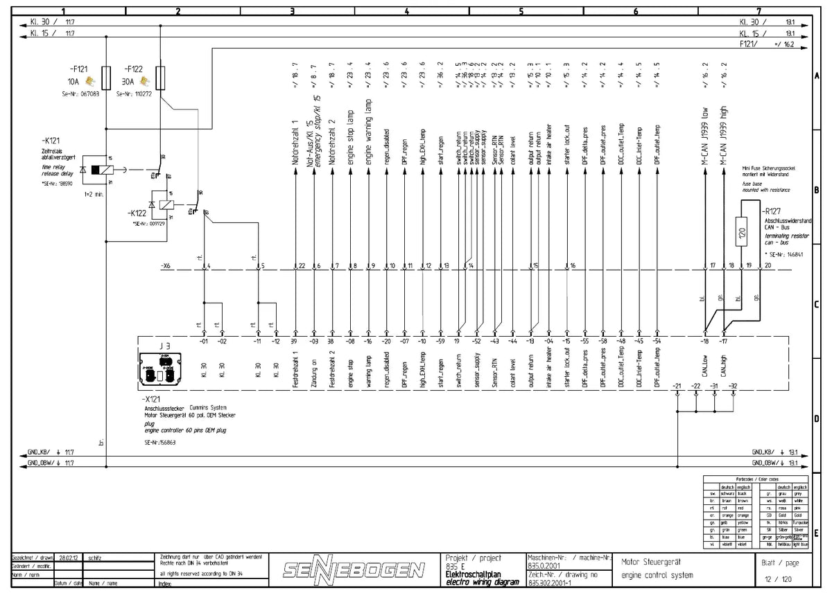 Esquema Elétrico Sennebogen 835 (máquina 835.0.2001) — amostra 1 de página interna do documento