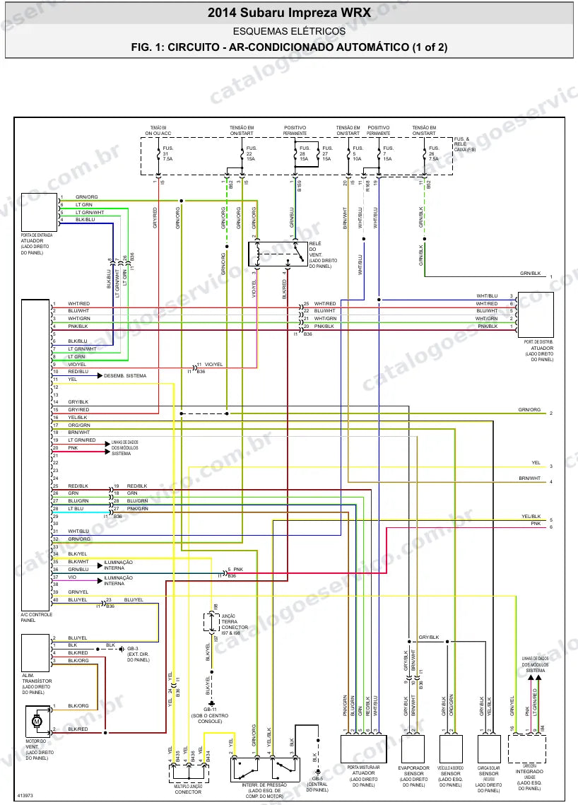 Diagrama elétrico Subaru Impreza WRX 2014 — ar-condicionado