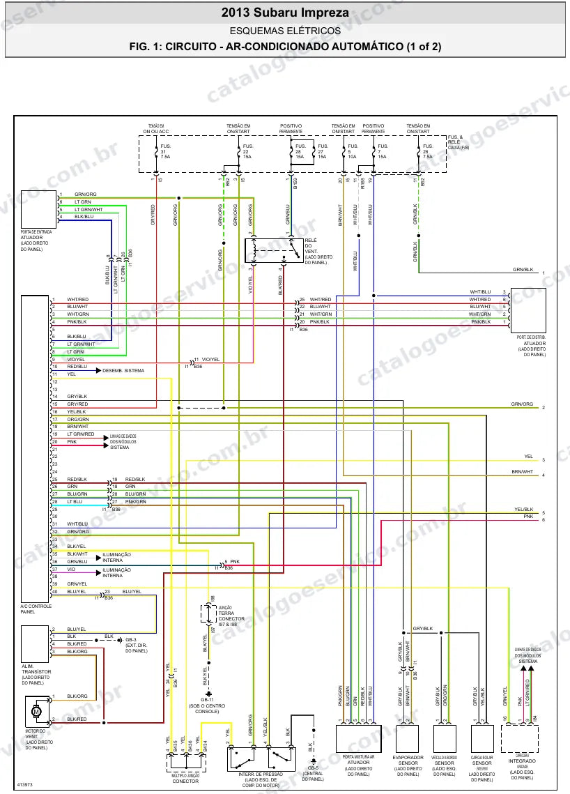 Diagrama elétrico Subaru Impreza 2013 — ar-condicionado