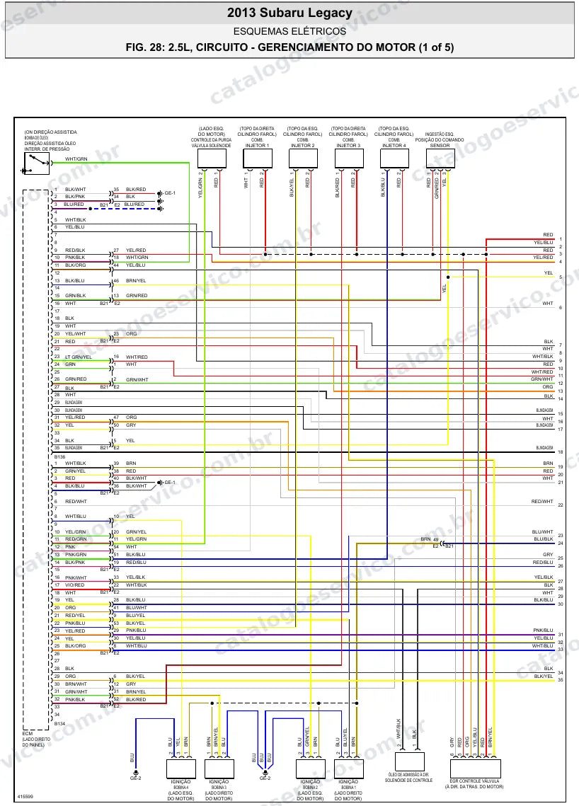 Diagrama elétrico Subaru Legacy 2013 — injeção eletrônica