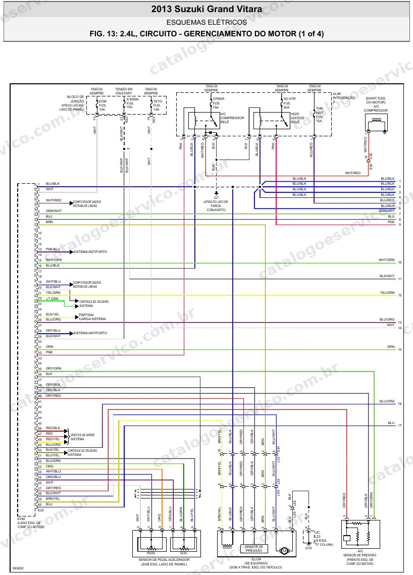 Diagrama elétrico Suzuki Grand Vitara 2013 — injeção eletrônica