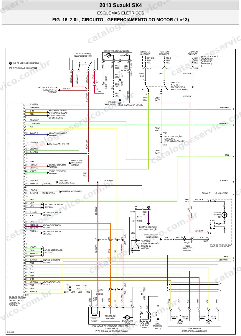 Diagrama elétrico Suzuki SX4 2013 — injeção eletrônica