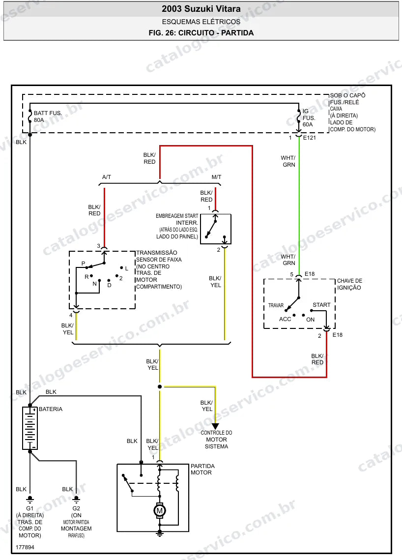 Diagrama elétrico Suzuki Vitara 2003 — partida e carga