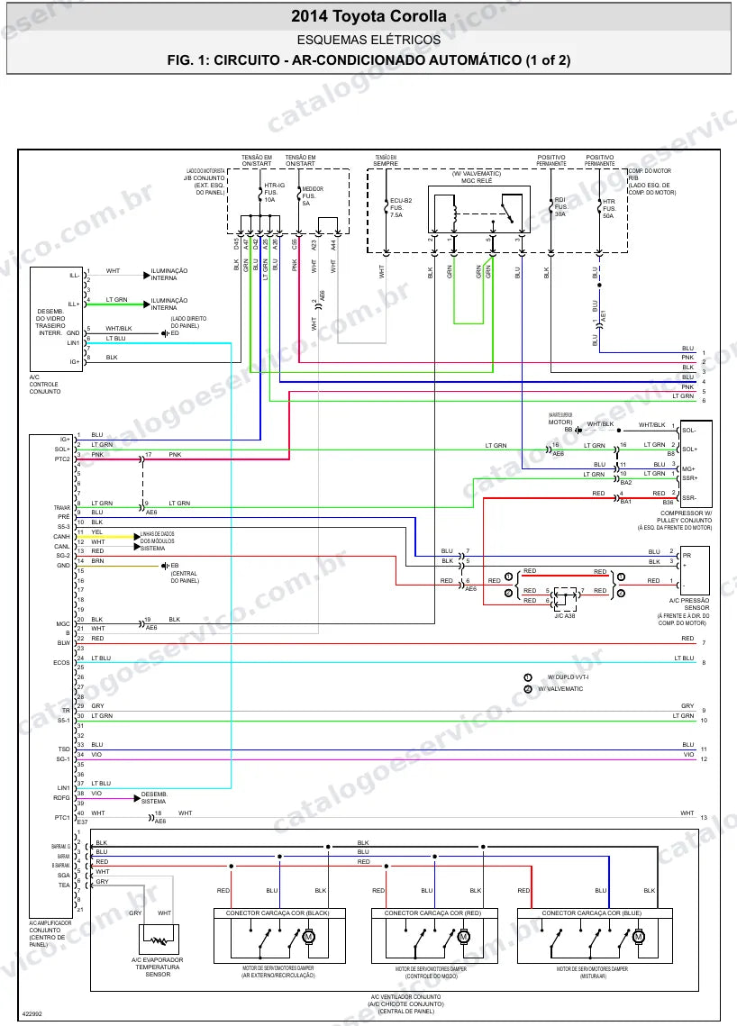 Diagrama elétrico Toyota Corolla 2014 — ar-condicionado