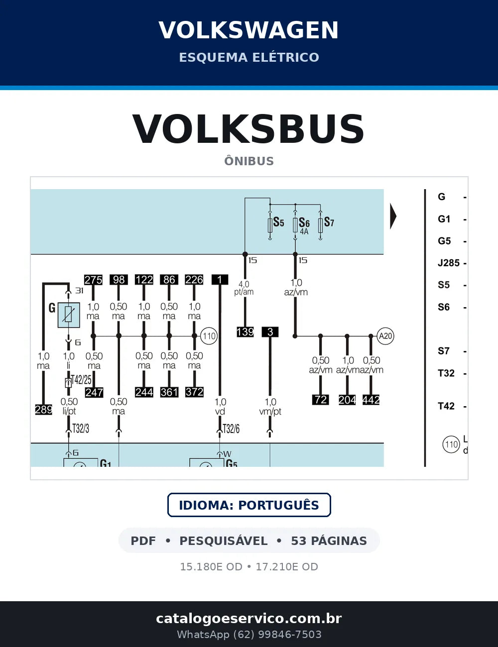 Capa do esquema elétrico Volkswagen VOLKSBUS em PDF — 15.180E OD, 17.210E OD