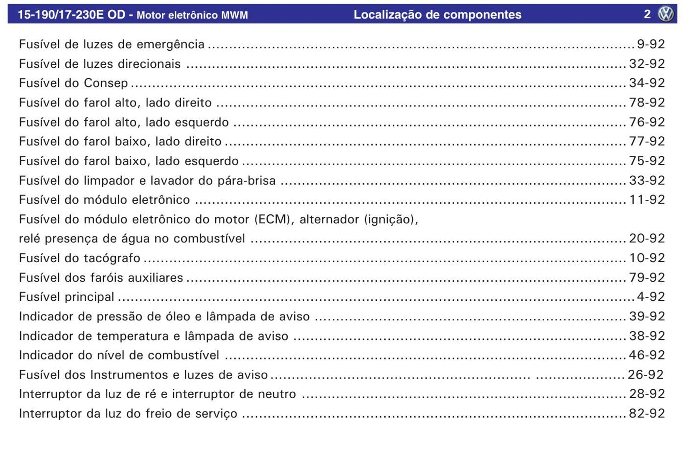 Esquema Elétrico Volkswagen 15-190 / 17-230E OD (motor MWM) — VW 15-190/17-230E OD motor MWM eletronico: ECM - diagrama 1