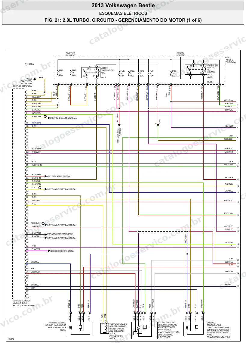 Diagrama elétrico Volkswagen Fusca 2013 — injeção eletrônica