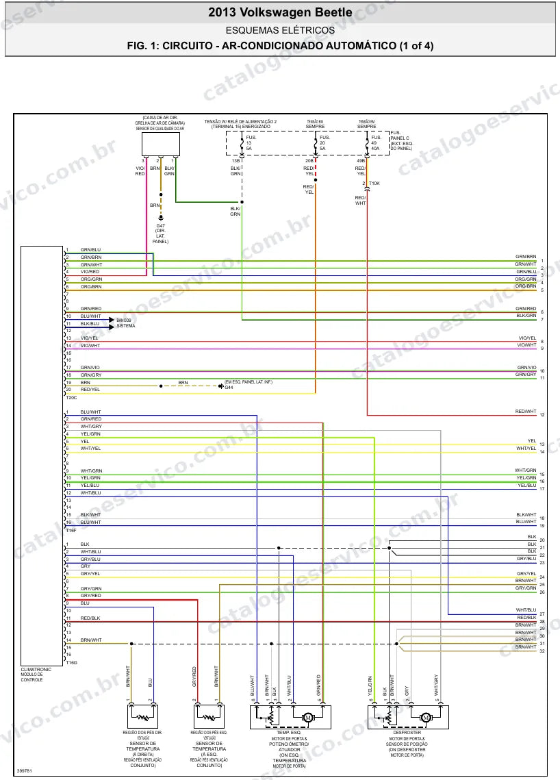 Diagrama elétrico Volkswagen Fusca 2013 — ar-condicionado