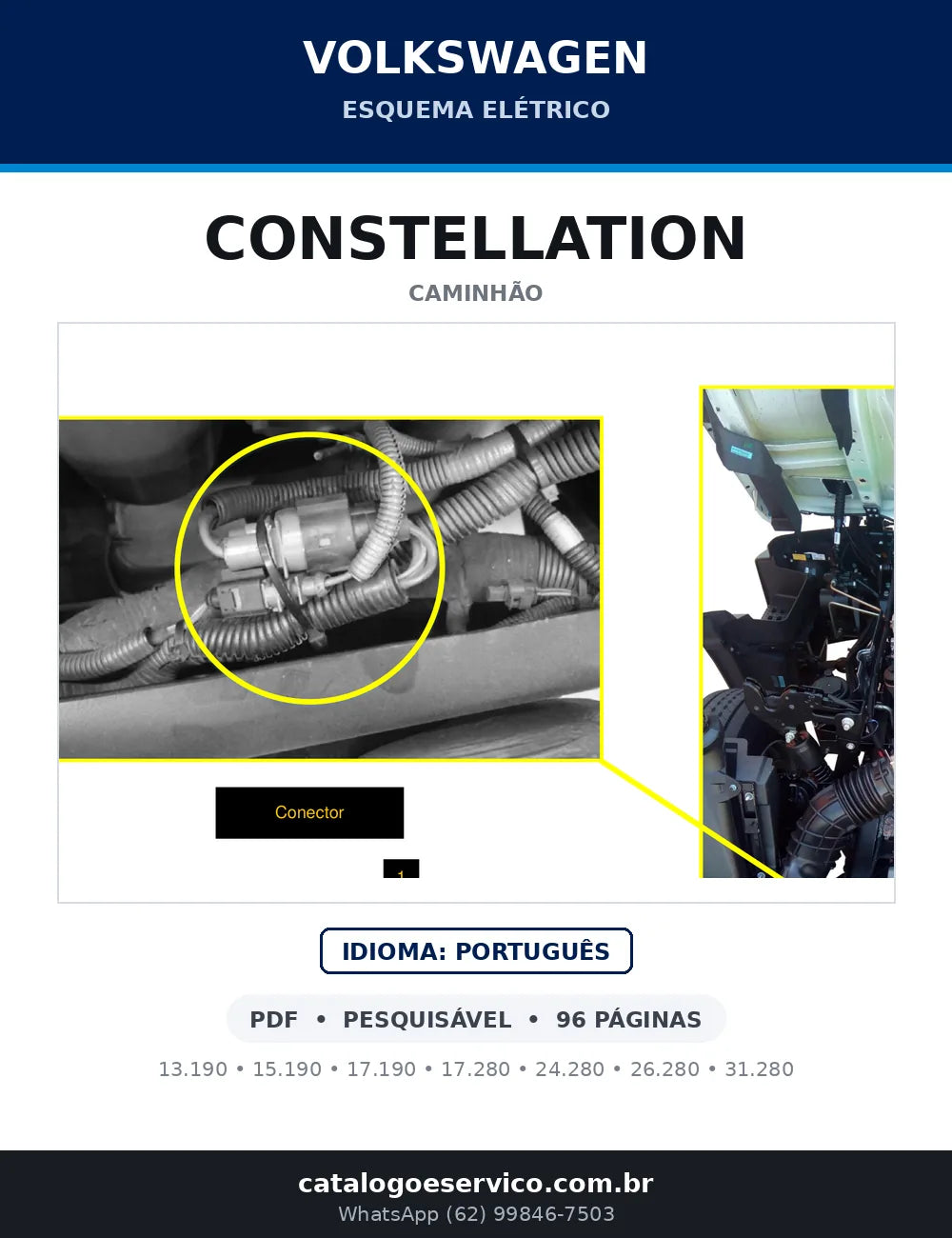 Capa do esquema elétrico Volkswagen CONSTELLATION em PDF — 13.190, 15.190, 17.190, 17.280, 24.280, 26.280, 31.280