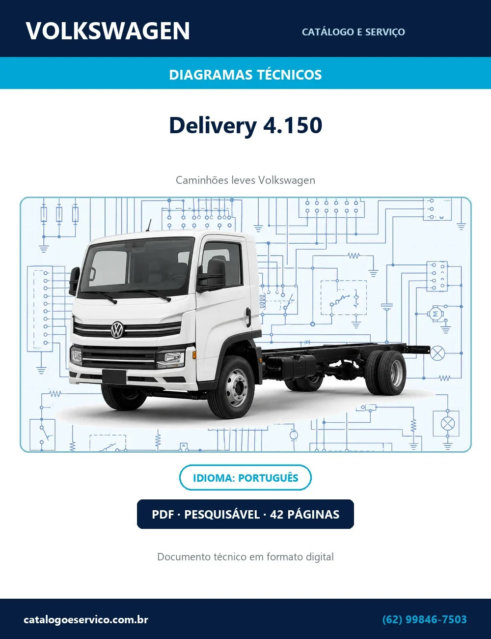Capa do diagramas de freio e elétrica do Volkswagen Delivery 4.150 em PDF com 42 páginas