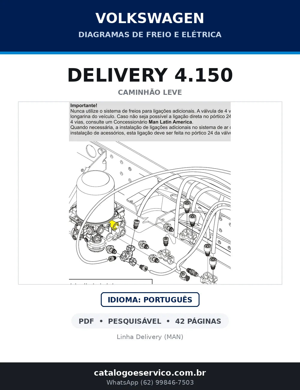 Capa do diagramas de freio e elétrica do Volkswagen Delivery 4.150 em PDF com 42 páginas