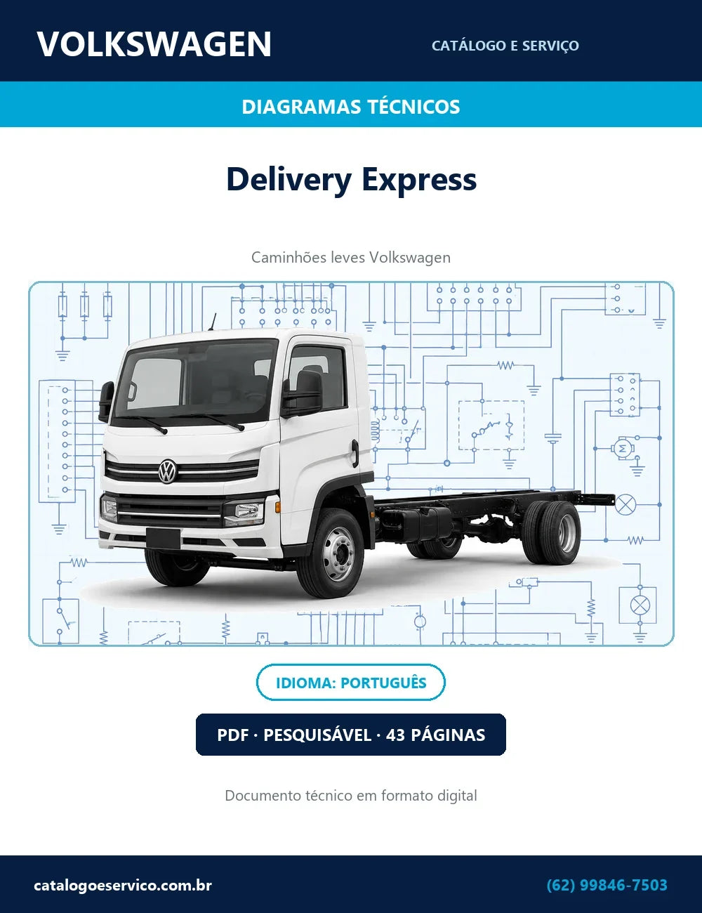 Capa do diagramas de freio e elétrica do Volkswagen Delivery Express em PDF com 43 páginas