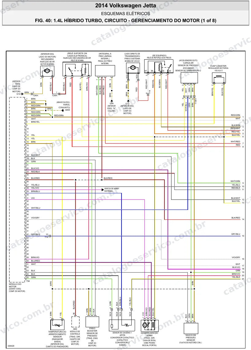 Diagrama elétrico Volkswagen Jetta 2014 — injeção eletrônica