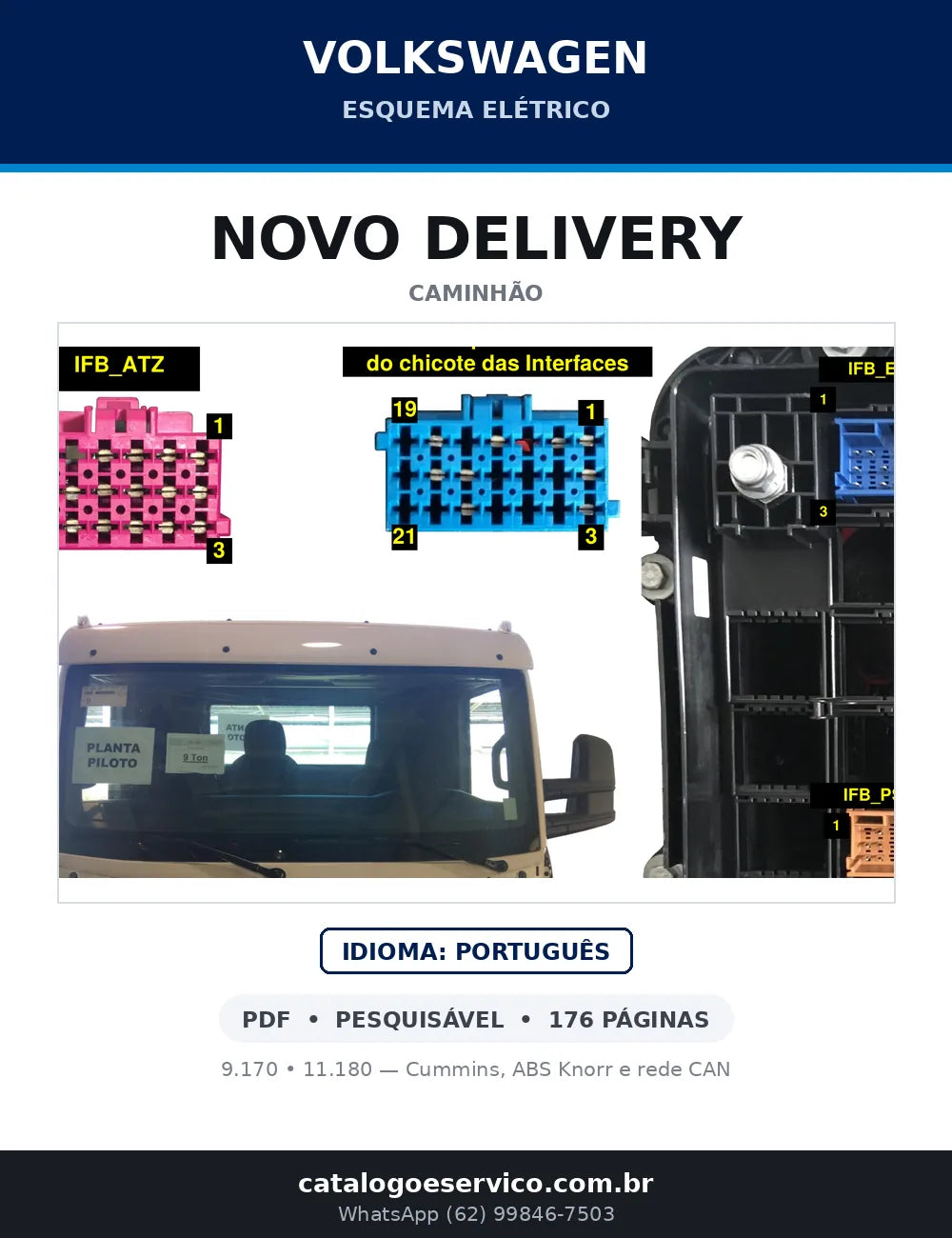 Capa do esquema elétrico Volkswagen NOVO DELIVERY em PDF — 9.170, 11.180 — Cummins, ABS Knorr e rede CAN