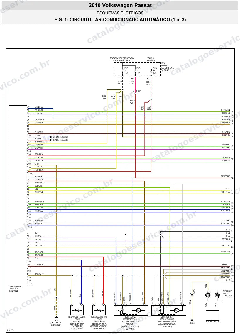 Diagrama elétrico Volkswagen Passat 2010 — ar-condicionado