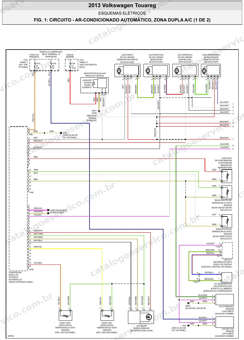 Diagrama elétrico Volkswagen Touareg 2013 — ar-condicionado