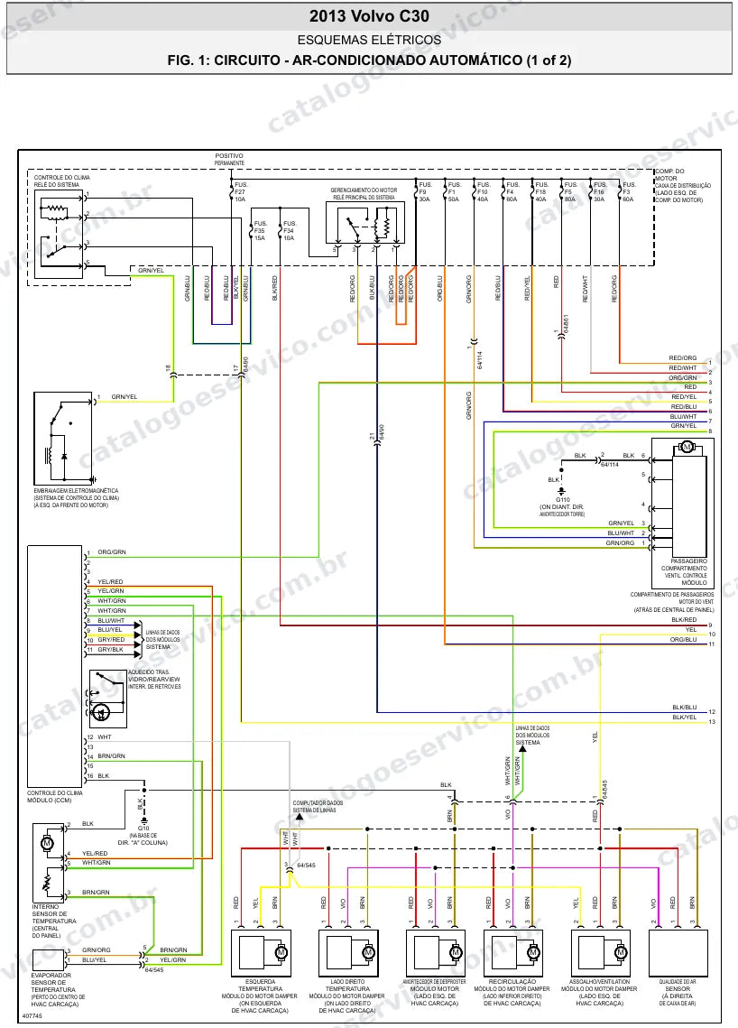 Diagrama elétrico Volvo C30 2013 — ar-condicionado