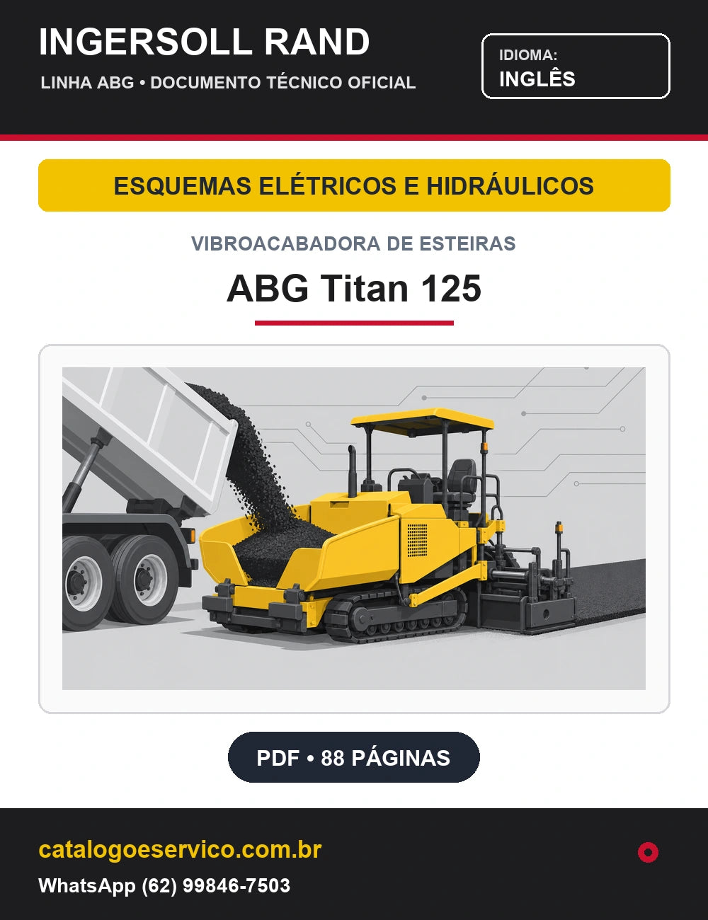 Capa Esquemas Elétricos e Hidráulicos Vibroacabadora de Esteiras ABG Titan 125 Ingersoll Rand / Volvo (Inglês)