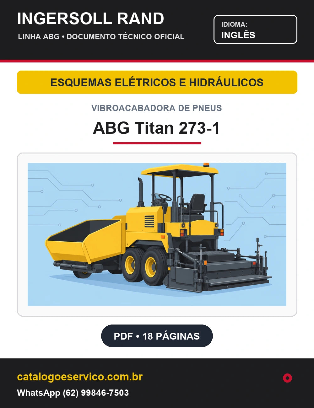 Capa Esquemas Elétricos e Hidráulicos Vibroacabadora de Pneus ABG Titan 273-1 Ingersoll Rand / Volvo (Inglês)