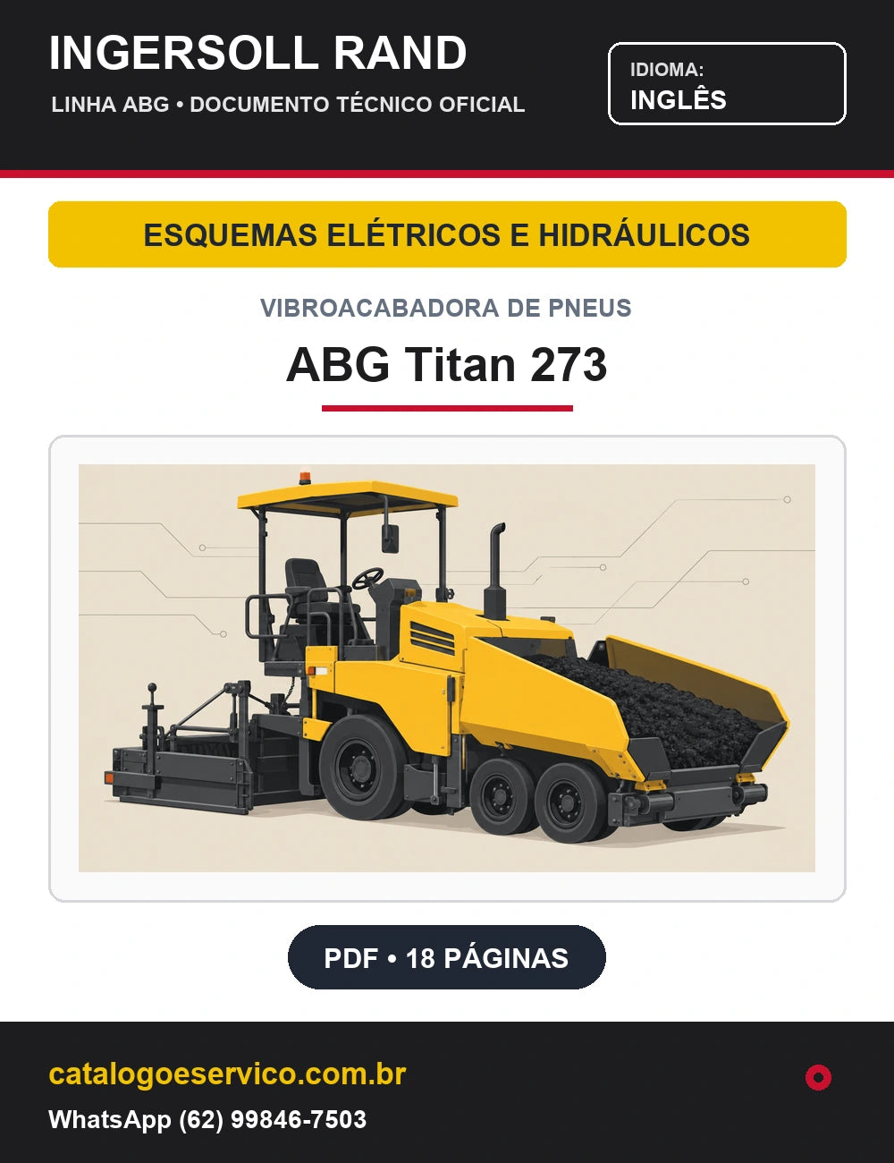 Capa Esquemas Elétricos e Hidráulicos Vibroacabadora de Pneus ABG Titan 273 Ingersoll Rand / Volvo (Inglês)