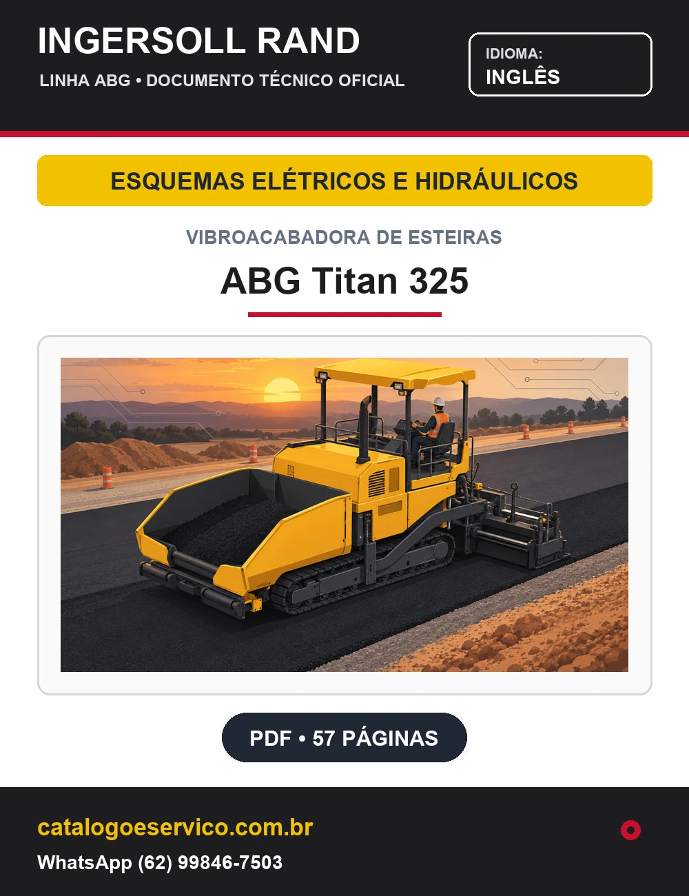 Capa Esquemas Elétricos e Hidráulicos Vibroacabadora de Esteiras ABG Titan 325 Ingersoll Rand / Volvo (Inglês)