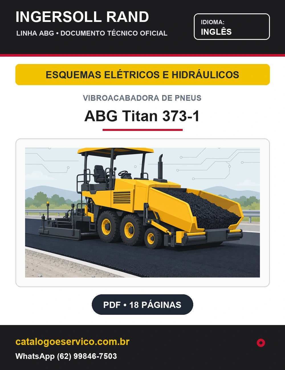 Capa Esquemas Elétricos e Hidráulicos Vibroacabadora de Pneus ABG Titan 373-1 Ingersoll Rand / Volvo (Inglês)