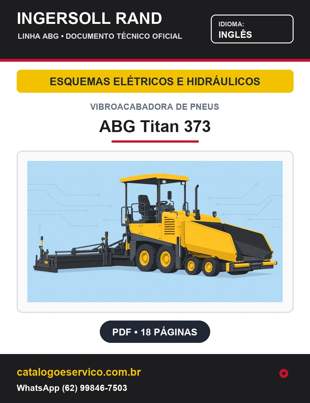 Capa Esquemas Elétricos e Hidráulicos Vibroacabadora de Pneus ABG Titan 373 Ingersoll Rand / Volvo (Inglês)