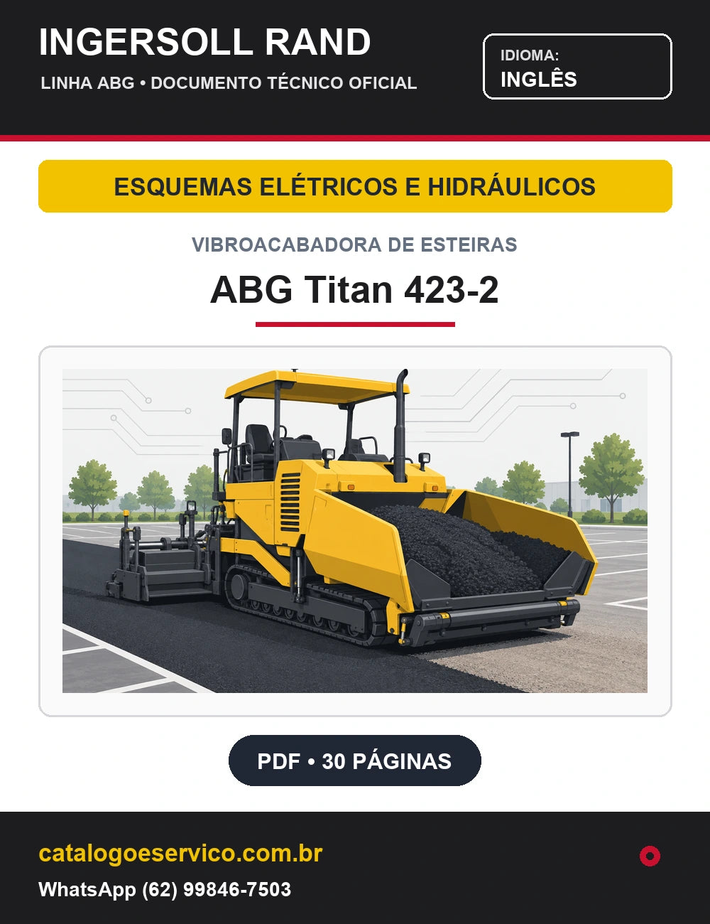 Capa Esquemas Elétricos e Hidráulicos Vibroacabadora de Esteiras ABG Titan 423-2 Ingersoll Rand / Volvo (Inglês)