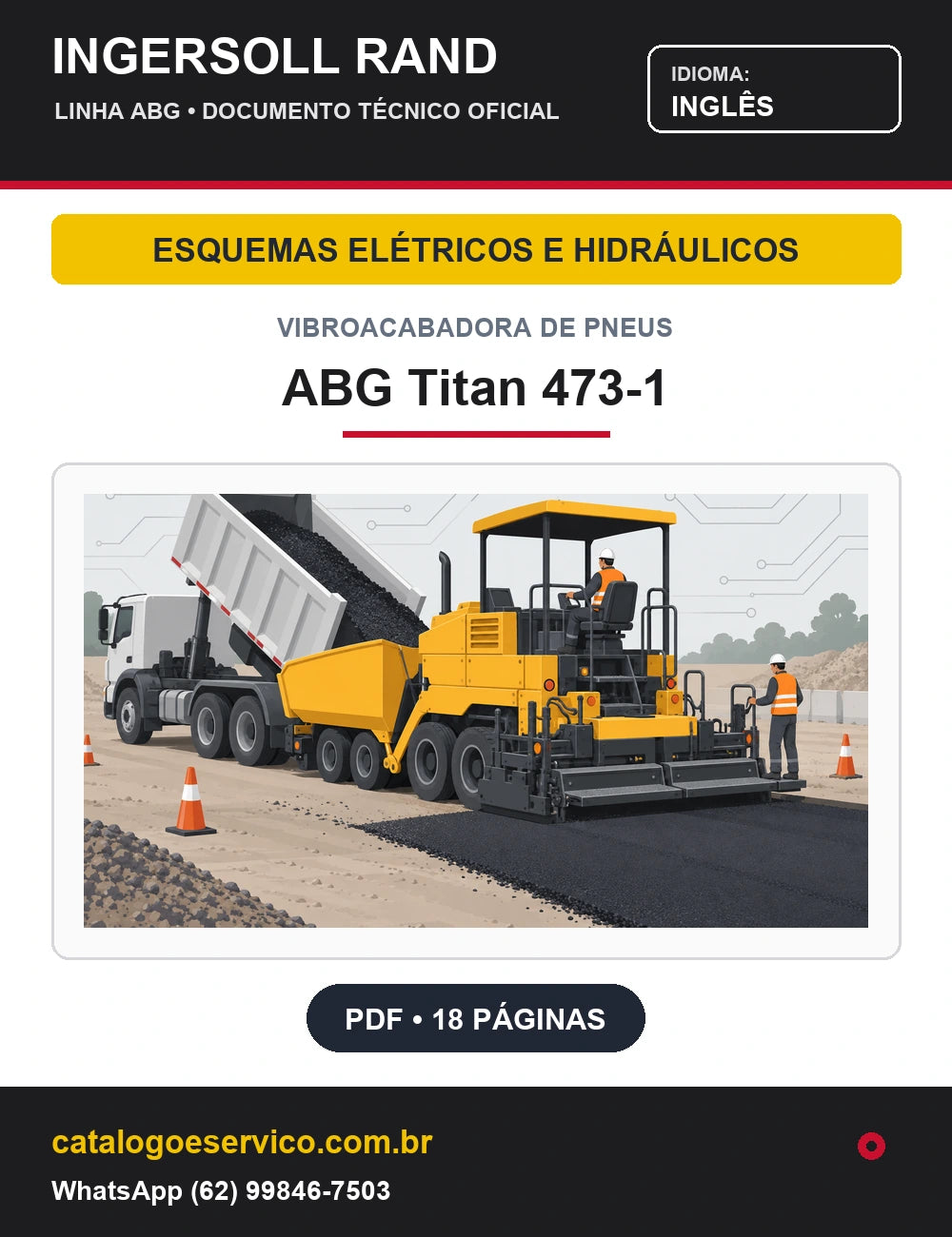 Capa Esquemas Elétricos e Hidráulicos Vibroacabadora de Pneus ABG Titan 473-1 Ingersoll Rand / Volvo (Inglês)