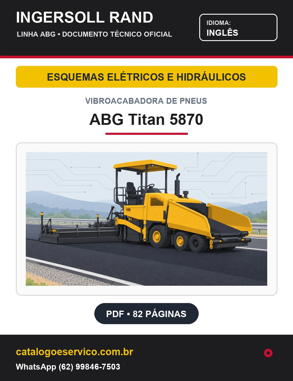 Capa Esquemas Elétricos e Hidráulicos Vibroacabadora de Pneus ABG Titan 5870 Ingersoll Rand / Volvo (Inglês)