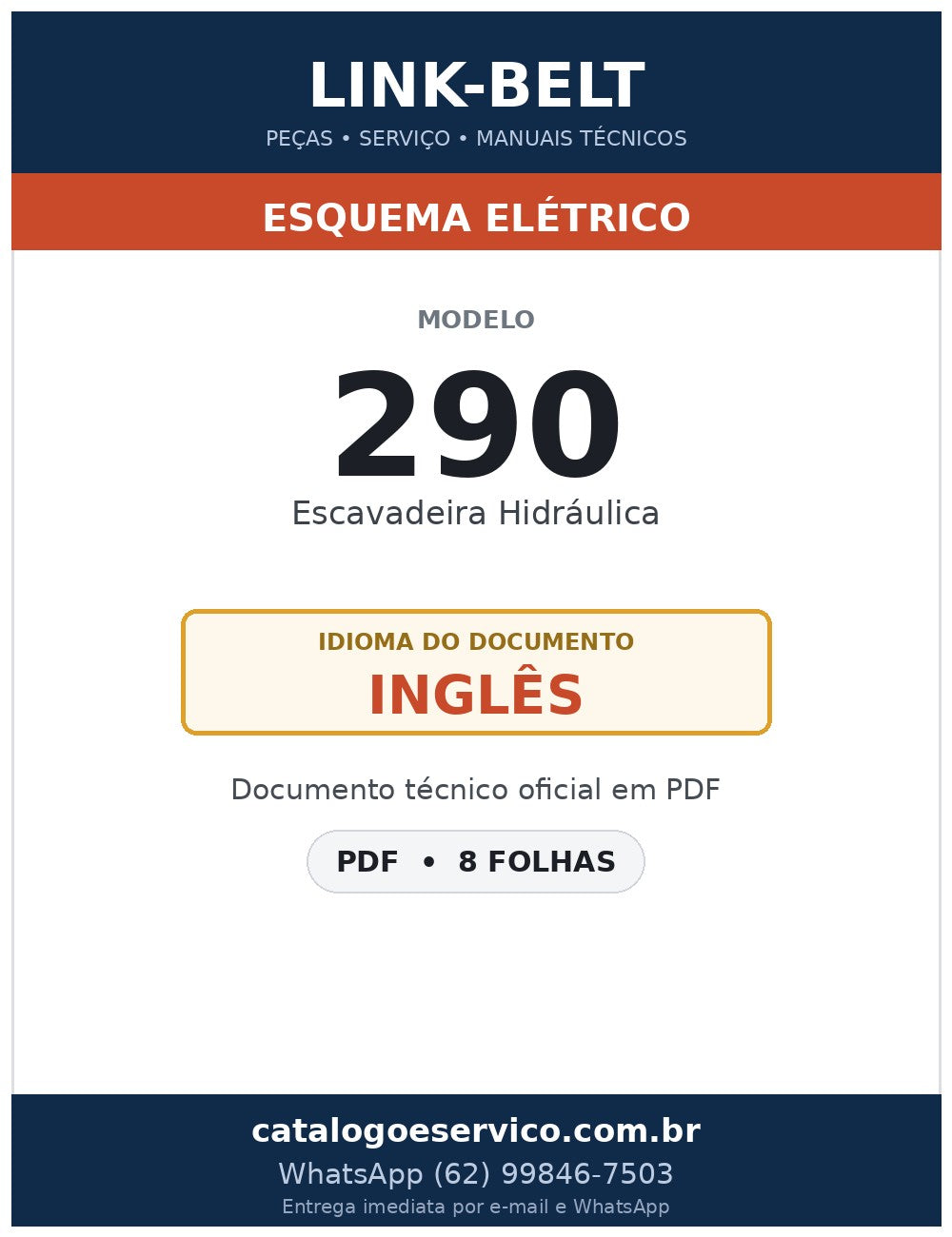 Esquema Elétrico Link-Belt 290 Escavadeira Hidráulica
