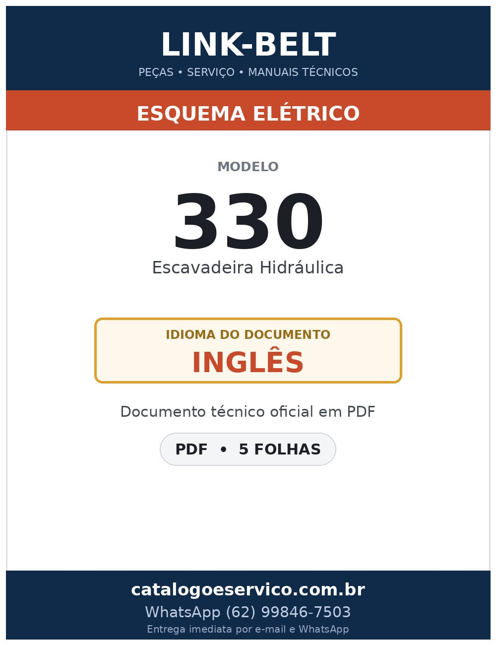 Esquema Elétrico Link-Belt 330 Escavadeira Hidráulica