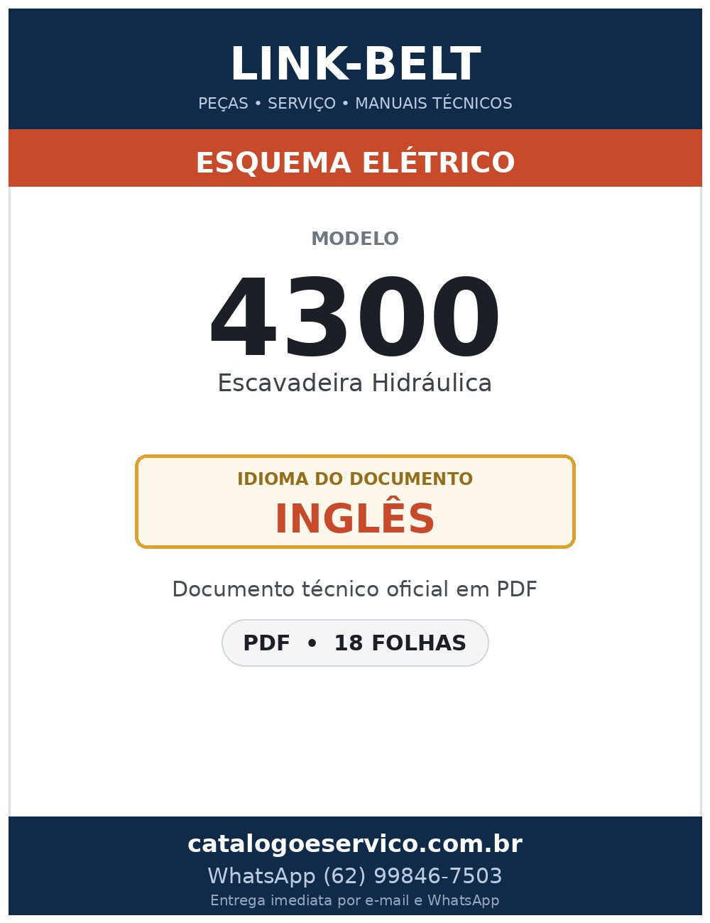 Esquema Elétrico Link-Belt 4300 Escavadeira Hidráulica