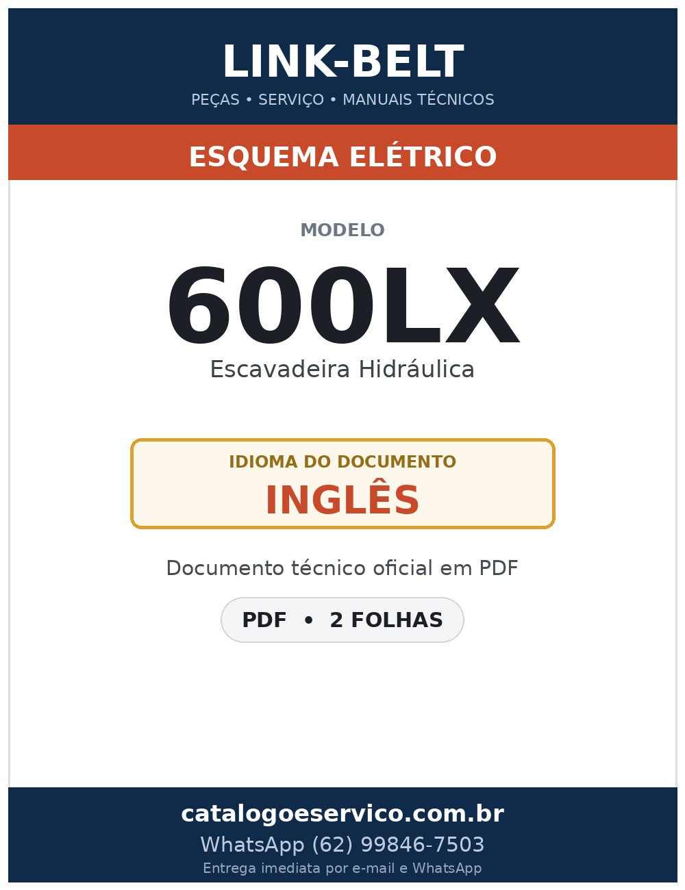 Esquema Elétrico Link-Belt 600LX Escavadeira Hidráulica