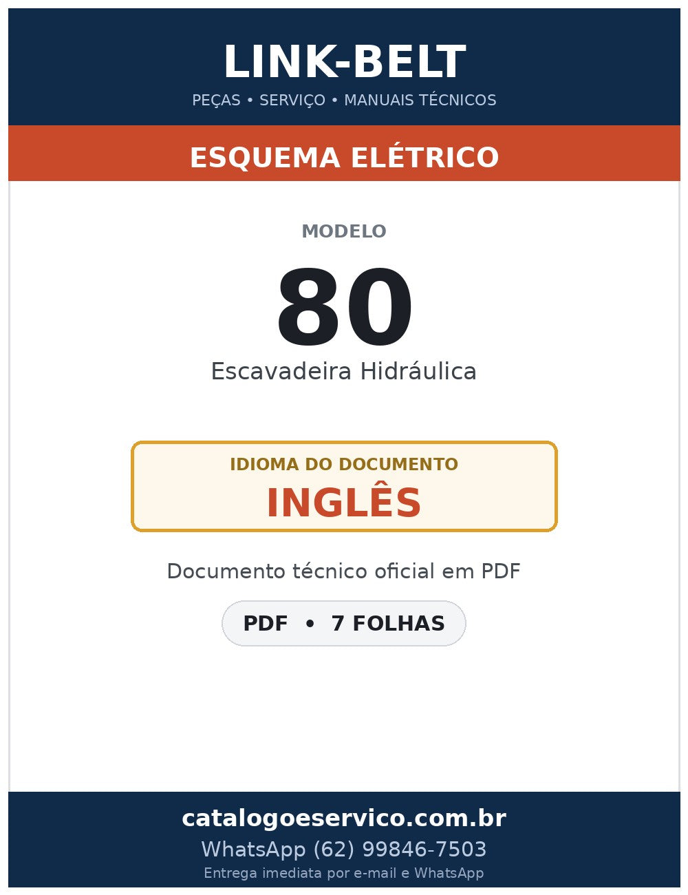 Esquema Elétrico Link-Belt 80 Escavadeira Hidráulica