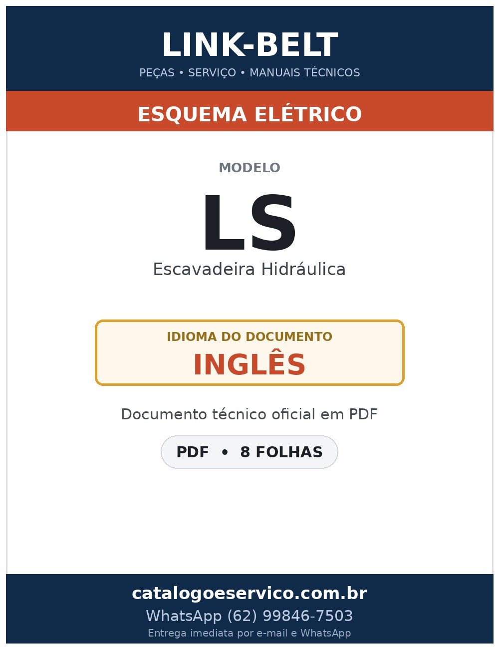 Esquema Elétrico Link-Belt LS Escavadeira Hidráulica