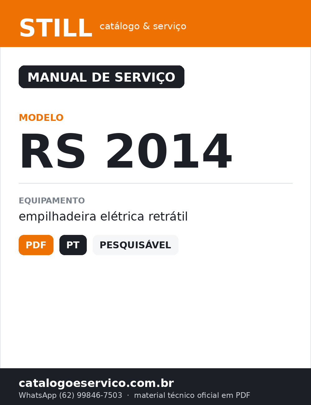 Manual de Serviço STILL RS 2014 — capa
