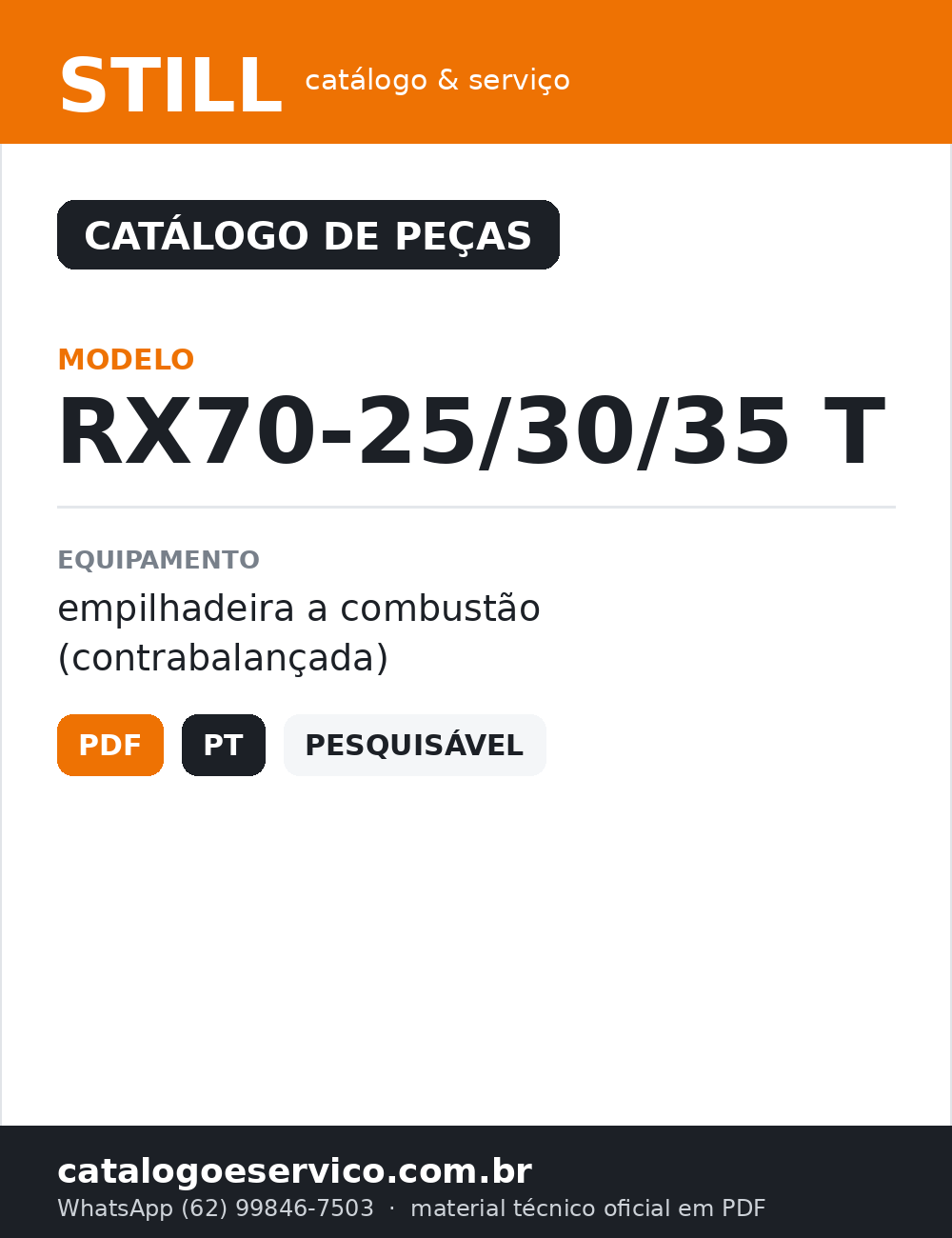 Catálogo de Peças STILL RX70-25/30/35 T — capa